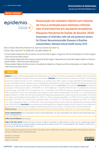 Association of child labor with risk and protective factors for Chronic Noncommunicable Diseases in Brazilian schoolchildren: National School Health Survey 2015