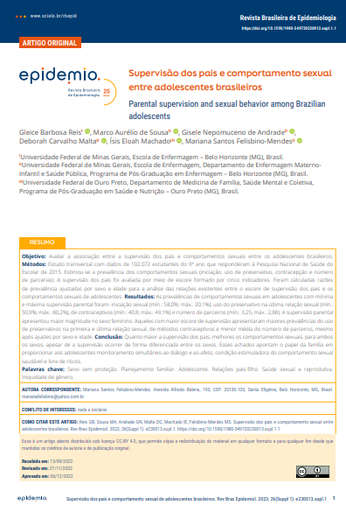 Parental supervision and sexual behavior among Brazilian adolescents