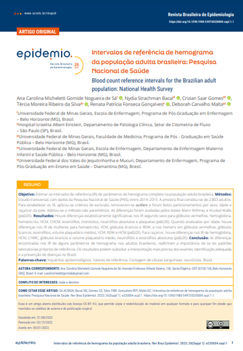 Blood count reference intervals for the Brazilian adult population: National Health Survey