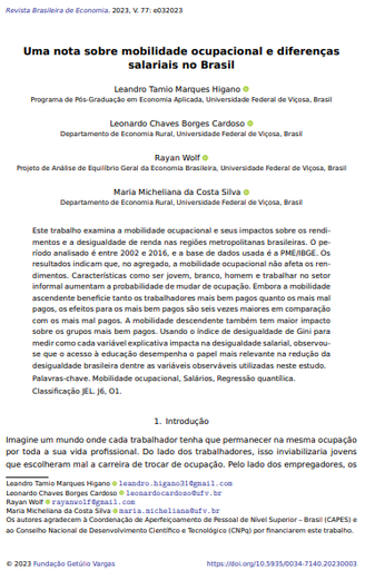 Uma nota sobre mobilidade ocupacional e diferenças salariais no Brasil