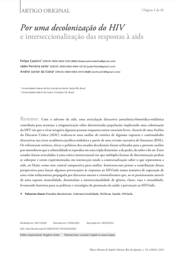 Por uma decolonização do HIV e interseccionalização das respostas à aids