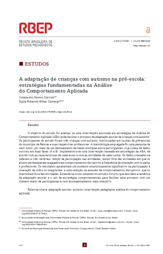 A adaptação de crianças com autismo na pré-escola: estratégias fundamentadas na Análise do Comportamento Aplicada