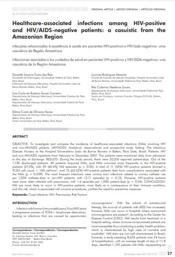 Infecções relacionadas à assistência à saúde em pacientes HIV-positivos e HIV/aids-negativos: uma casuística da Região Amazônica