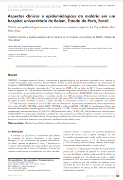 Aspectos clínicos e epidemiológicos da malária em um hospital universitário de Belém, Estado do Pará, Brasil