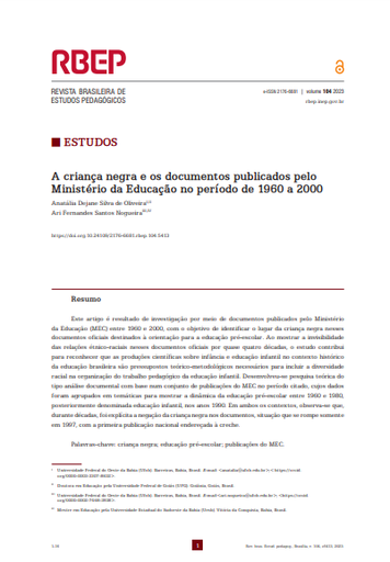 A criança negra e os documentos publicados pelo Ministério da Educação no período de 1960 a 2000