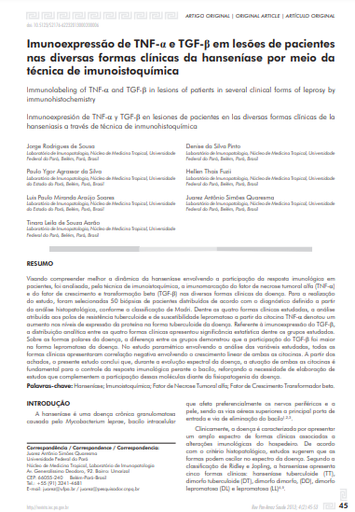 Imunoexpressão de TNF-α e TGF-β em lesões de pacientes nas diversas formas clínicas da hanseníase por meio da técnica de imunoistoquímica