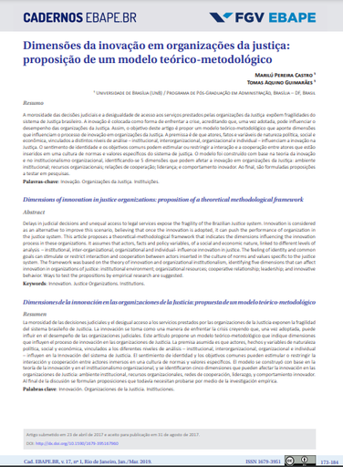 Dimensões da inovação em organizações da justiça: proposição de um modelo teórico-metodológico