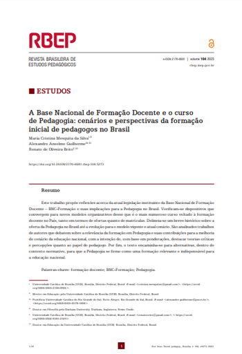 A Base Nacional de Formação Docente e o curso de Pedagogia: cenários e perspectivas da formação inicial de pedagogos no Brasil