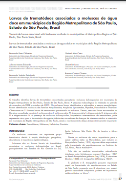 Larvas de trematódeos associadas a moluscos de água doce em municípios da Região Metropolitana de São Paulo, Estado de São Paulo, Brasil