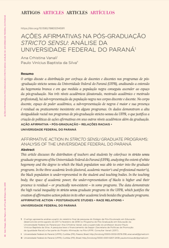 AÇÕES AFIRMATIVAS NA PÓS-GRADUAÇÃO STRICTO SENSU: ANÁLISE DA UNIVERSIDADE FEDERAL DO PARANÁ