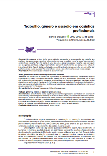 Trabalho, gênero e assédio em cozinhas profissionais