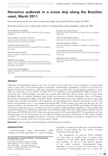 Surto de norovírus em um navio cruzeiro ao longo da costa brasileira, março de 2011