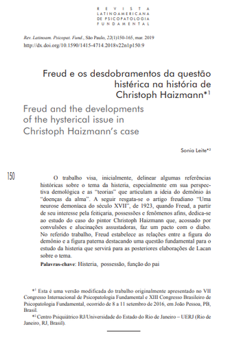Freud e os desdobramentos da questão histérica na história de Christoph Haizmann