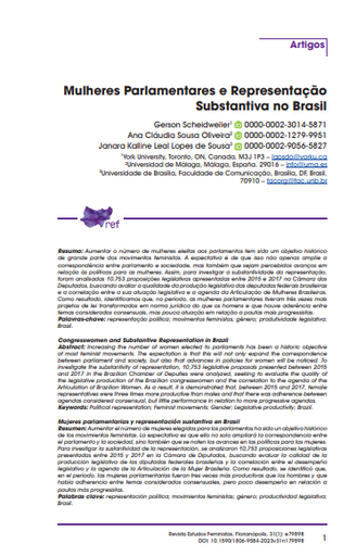 Mulheres Parlamentares e Representação Substantiva no Brasil