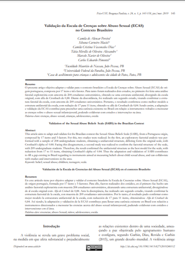 Validação da Escala de Crenças sobre Abuso Sexual (ECAS) no Contexto Brasileiro