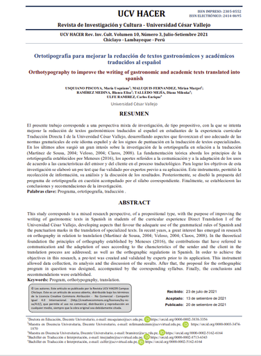 Ortotipografía para mejorar la redacción de textos gastronómicos y académicos traducidos al español