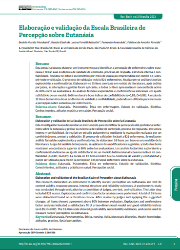 Elaboração e validação da Escala Brasileira de Percepção sobre Eutanásia