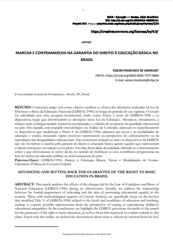 MARCHA E CONTRAMARCHA NA GARANTIA DO DIREITO À EDUCAÇÃO BÁSICA NO BRASIL