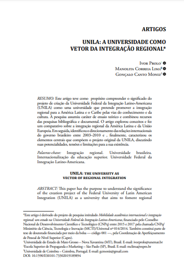 UNILA: A UNIVERSIDADE COMO VETOR DA INTEGRAÇÃO REGIONAL