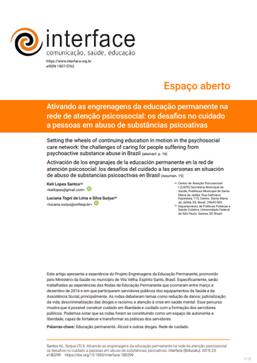 Ativando as engrenagens da educação permanente na rede de atenção psicossocial: os desafios no cuidado a pessoas em abuso de substâncias psicoativas