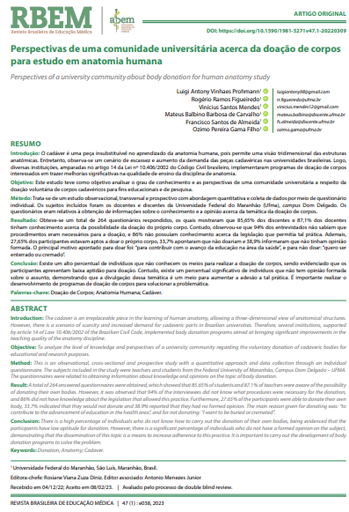 Perspectivas de uma comunidade universitária acerca da doação de corpos para estudo em anatomia humana