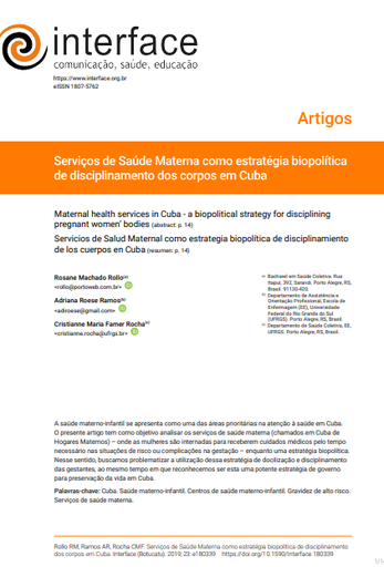 Serviços de Saúde Materna como estratégia biopolítica de disciplinamento dos corpos em Cuba