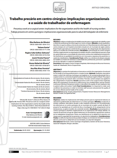 Precarious work at a surgical center: implications for the organization and for the health of nursing workers