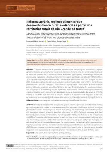 Reforma agrária, regimes alimentares e desenvolvimento rural: evidências a partir dos territórios rurais do Rio Grande do Norte