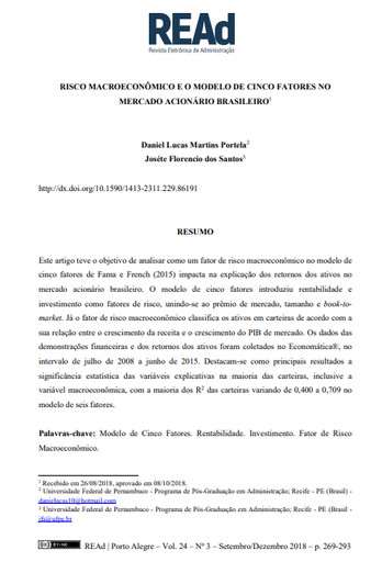 RISCO MACROECONÔMICO E O MODELO DE CINCO FATORES NO MERCADO ACIONÁRIO BRASILEIRO