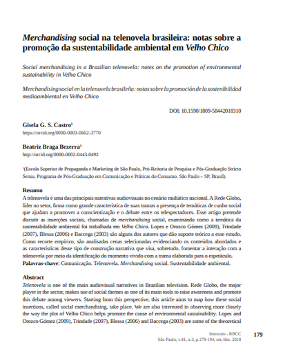 Merchandising social na telenovela brasileira: notas sobre a promoção da sustentabilidade ambiental em Velho Chico