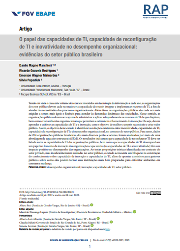 The role of IT capabilities, IT reconfiguration capability and innovativeness on organizational performance: evidence from the Brazilian public sector