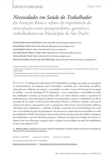 Necessidades em Saúde do Trabalhador da Atenção Básica: relato de experiência de articulação entre pesquisadores, gestores e trabalhadores no Município de São Paulo