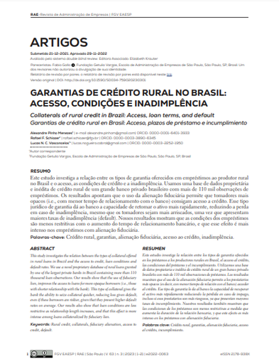 GARANTIAS DE CRÉDITO RURAL NO BRASIL: ACESSO, CONDIÇÕES Ε INADIMPLÊNCIA