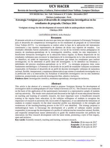 Estrategia Vestigium para el desarrollo de competencias investigativas en los estudiantes de pregrado