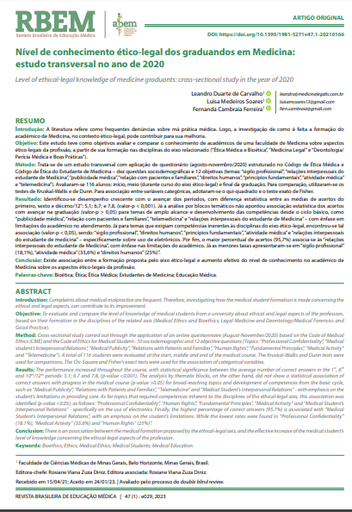 Nível de conhecimento ético-legal dos graduandos em Medicina: estudo transversal no ano de 2020
