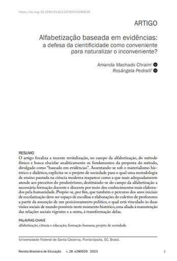 Alfabetização baseada em evidências: a defesa da cientificidade como conveniente para naturalizar o inconveniente?