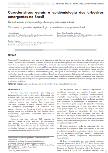 Características gerais e epidemiologia dos arbovírus emergentes no Brasil