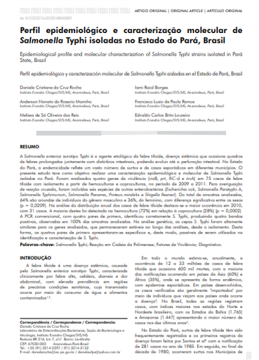 Perfil epidemiológico e caracterização molecular de Salmonella Typhi isoladas no Estado do Pará, Brasil