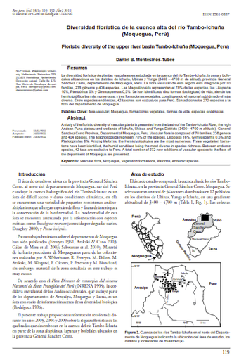 Diversidad florística de la cuenca alta del río Tambo-Ichuña (Moquegua, Perú)