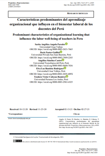 Características predominantes del aprendizaje organizacional que influyen en el bienestar laboral de los docentes del Perú