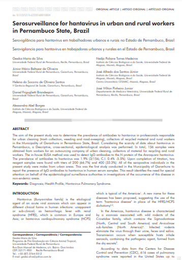 Serovigilância para hantavírus em trabalhadores urbanos e rurais no Estado de Pernambuco, Brasil