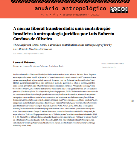 A norma liberal transbordada: uma contribuição brasileira à antropologia jurídica por Luís Roberto Cardoso de Oliveira