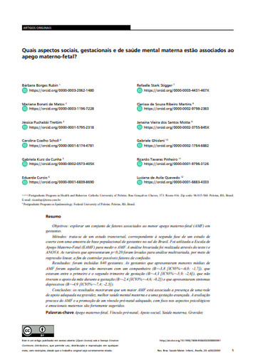 Which social, gestational and mental health aspects are associated to maternal-fetal attachment?