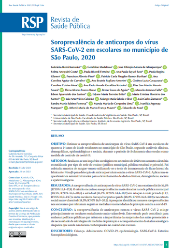 Seroprevalence of SARS-CoV-2 antibodies in schoolchildren in the city of São Paulo, 2020