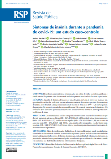 Insomnia symptoms during the covid-19 pandemic: a case-control study