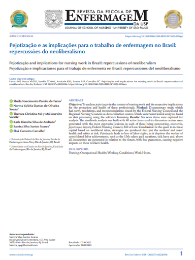 Pejotização and implications for nursing work in Brazil: repercussions of neoliberalism