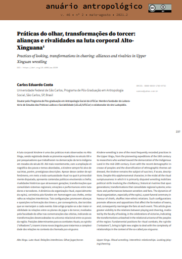Práticas do olhar, transformações do torcer: alianças e rivalidades na luta corporal Alto-Xinguana