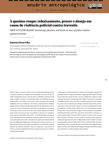À QUEIMA-ROUPA: rebaixamento, prazer e desejo em casos de violência policial contra travestis
