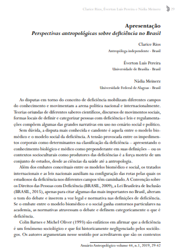 Apresentação: Perspectivas antropológicas sobre deficiência no Brasil