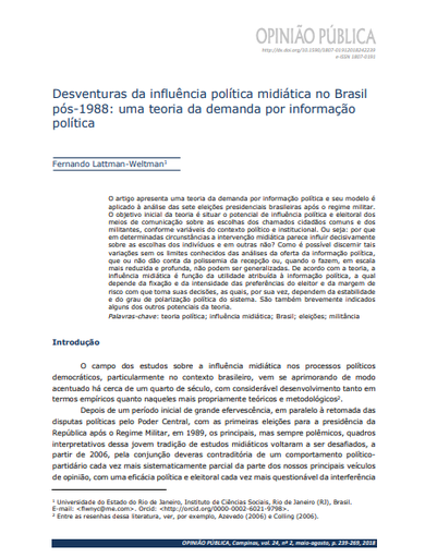 Desventuras da influência política midiática no Brasil pós-1988: uma teoria da demanda por informação política